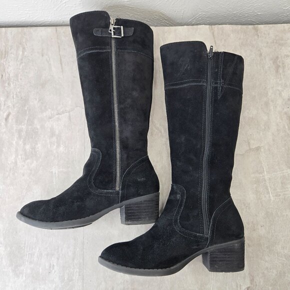 Born Of Concept Knee High Boots 7.5 Black Suede Equestrian Western Riding Tall - Picture 6 of 15